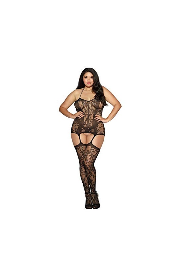 Dreamgirl 0145 Combinaison pour Femme Noir Grande Taille 44/50