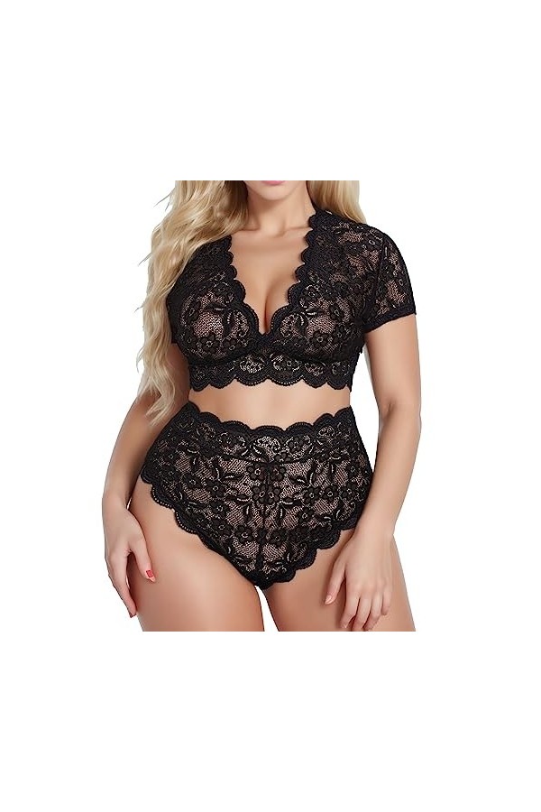 Femmes Ensemble de Lingerie Sexy Grande Taille Ensemble de Lingerie Grande Taille pour Femme Sexy Halter Choker Soutien-Gorge