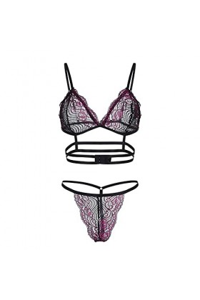 Femme Vêtements De Nuit 2 Pièce sous-Vetements Dentelle Lingerie Sexy Ensemble Erotique Ensemble Soutien Gorge et String Sexy