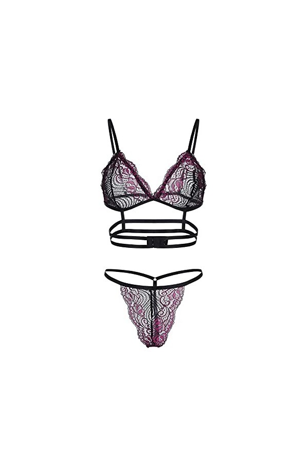 Femme Vêtements De Nuit 2 Pièce sous-Vetements Dentelle Lingerie Sexy Ensemble Erotique Ensemble Soutien Gorge et String Sexy