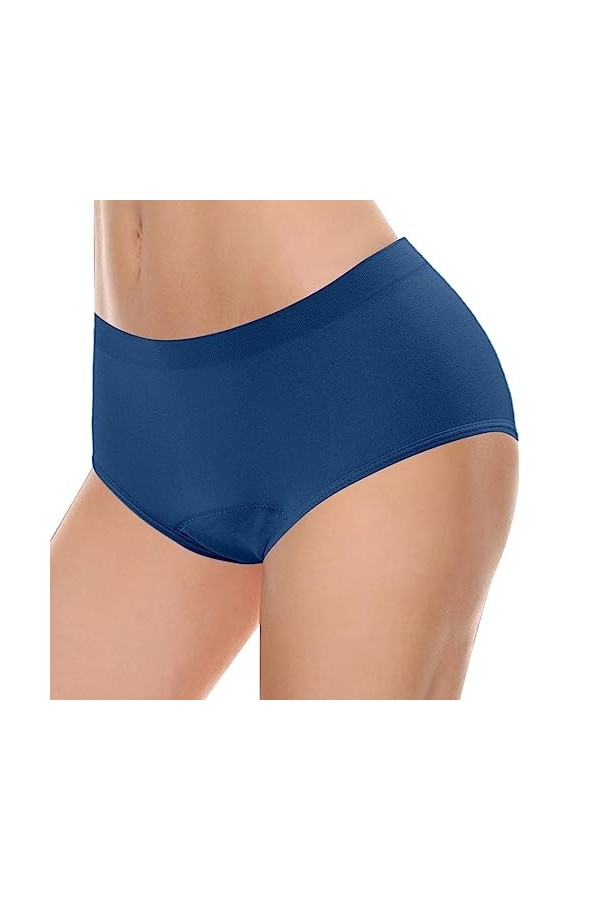 RYTEJFES Sous-vêtement menstruel pour femme : sous-vêtement menstruel sévère, bleu, M