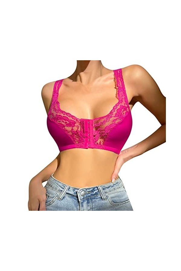 Soutien-gorge de sport pour femme - Fermeture avant sans armatures - Sans coutures - Respirant - Sans armatures - Convient po