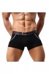 CreoQIJI Vêtements Homme Sous-Vêtements Décontractés Respirant pour Hommes Ceinture en Coton Imprimé Boxer Confortable, Noir 