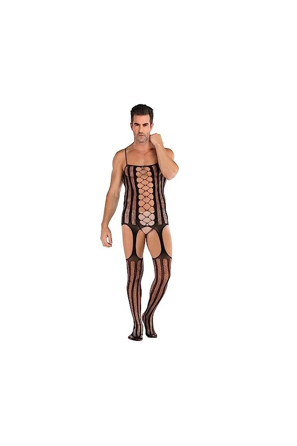 Générique String Homme Sexy Hot Dentelle Slips Boxer Collants Sexy en résille pour Hommes Robe avec Capuche X, One Size 