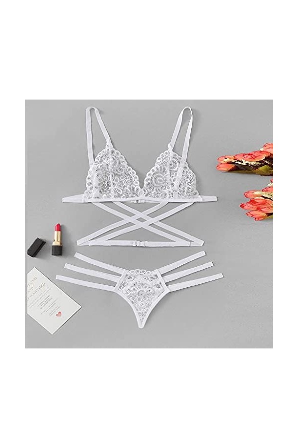 Femme Vêtements De Nuit Erotique sous-Vetements 2 Pièce Lingerie Sexy Ensemble Dentelle Ensemble Soutien Gorge et String Sexy