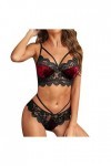 IQYU Soutien-gorge sexy sexy en dentelle pour femme, rouge, L