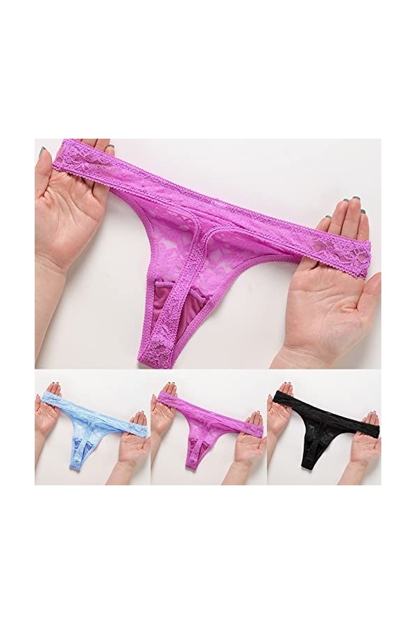 KEIZHUONIQIU Strings Tanga de Femme Erothique Slip Coquine Lace Patchwork pour Femmculottes Stretch Léopard sous-Vêtements Te