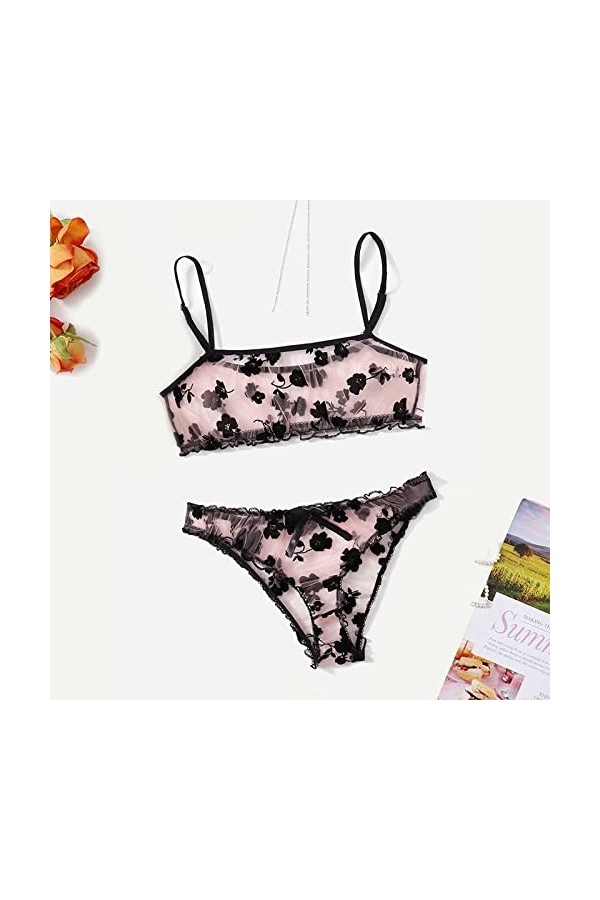 Vêtements De Nuit Femme 2 Pièce Ensemble Soutien Gorge et String Dentelle sous-Vetements Erotique Lingerie Sexy Ensemble Sexy