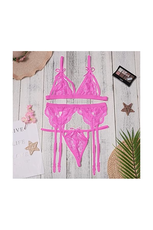 LDadgf Sous-vêtements sexy porte-jarretelles pour femme Sous-vêtements sexy, Rose, XXXL