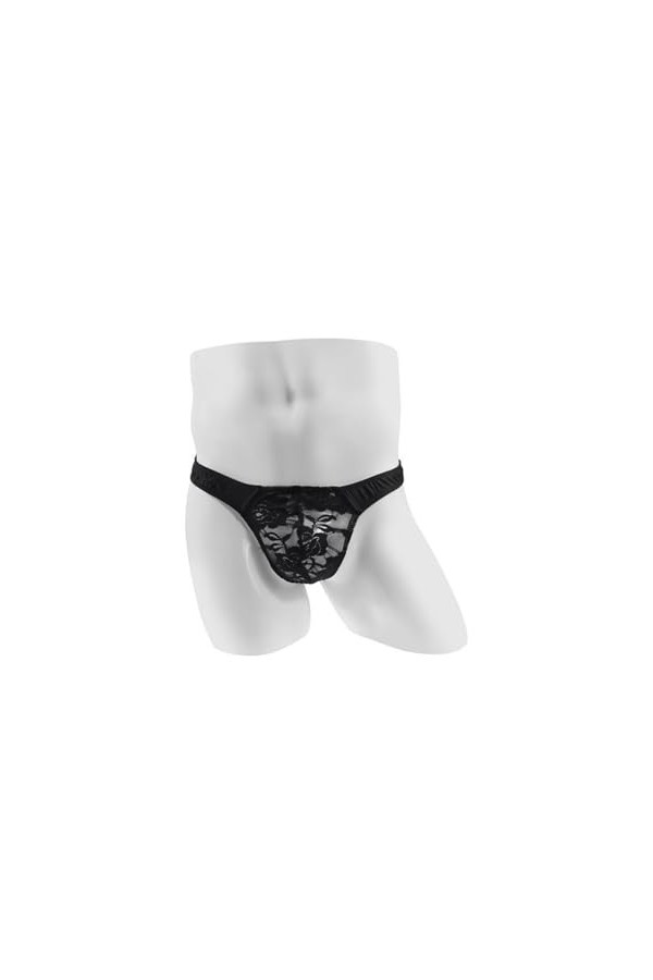 BreakEgg Hommes Sexy Dentelle G-String sous-Vêtements Tzy090T-Black,Taille Unique 