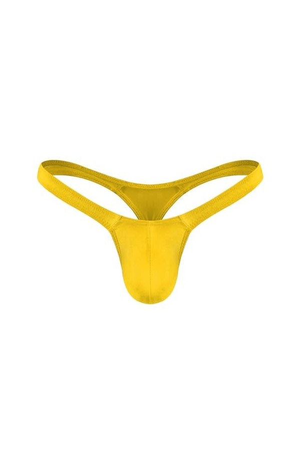 BreakEgg Hommes Sexy G-String String sous-Vêtements Doux Confortable Mens T Retour Mémoires Jaune,Taille Unique 