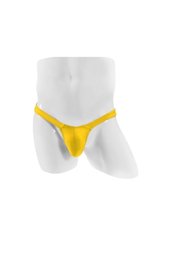 BreakEgg Hommes Sexy G-String String sous-Vêtements Doux Confortable Mens T Retour Mémoires Jaune,Taille Unique 