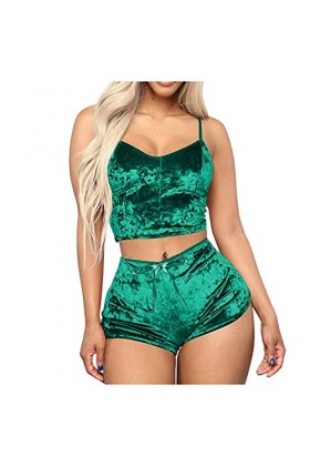 Générique Pyjama Sexy en Satin pour Femme sans Manches 2 Pièces Ensemble Chemise De Nuit Robe Pyjamas Sexy Lingerie Vêtements