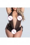 Femmes Pièces Un Corset Fille Sous-vêtements Pyjama Lingerie Ouvert Entrejambe, Noir , XXXXL