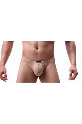 Kwelt String sexy en dentelle pour homme, Skincolor, L