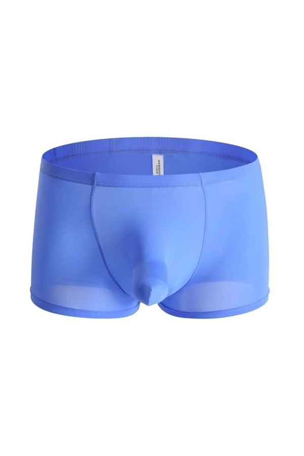 Générique Boxer Extensible en Soie glacée avec Nez déléphant pour Homme sous-vêtement Respirant et Sexy avec Gaine Bleu,XL 
