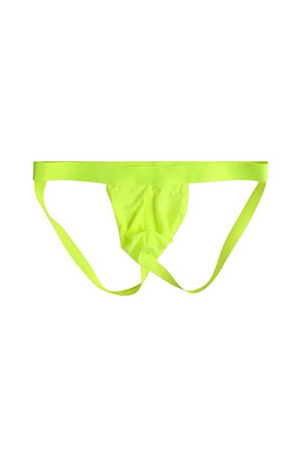 Jungerhouse Strings Sexy Homme Jockstrap String Slip Tanga Thong sous-vêtement Vert Fluorescent,XL 