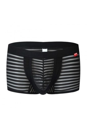 Générique sous-vêtements Taille Haute en Soie glacée pour Hommes Boxer rayé Extensible et Confortable Slip Transparent Sexy C
