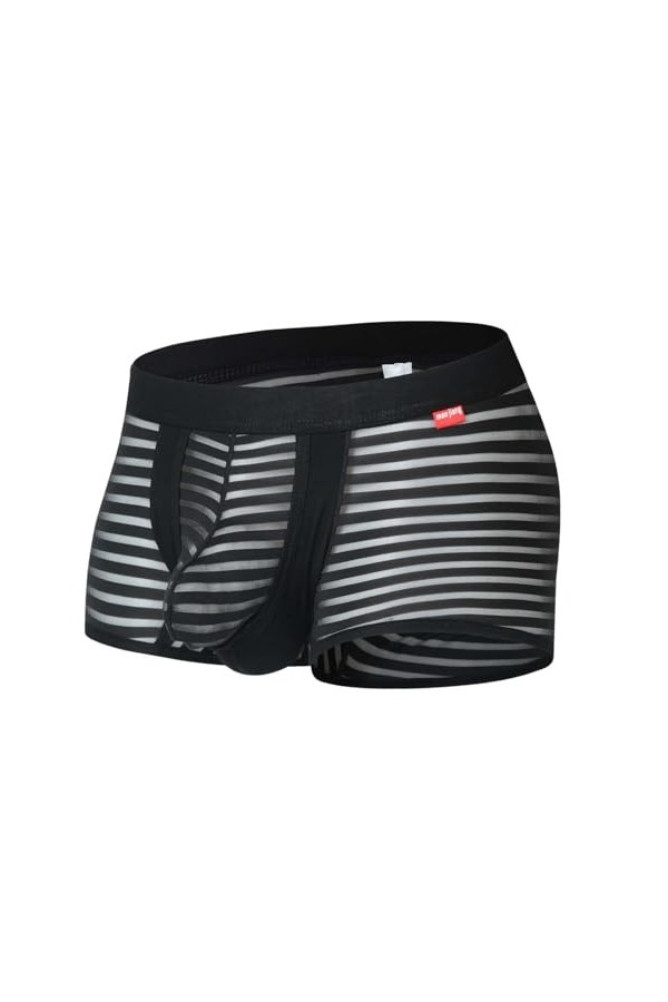 Générique sous-vêtements Taille Haute en Soie glacée pour Hommes Boxer rayé Extensible et Confortable Slip Transparent Sexy C