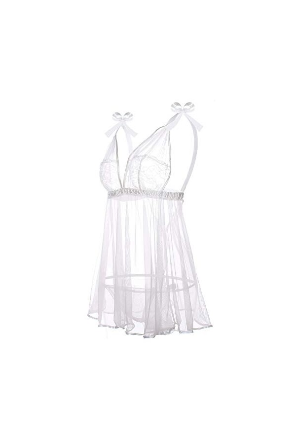 WESDOO Ensemble Sexy Femme Coquine Tenue Sexy Femme Coquine Ouverte Sexy Tenues pour Les Femmes pour Le Sexe White,One Size