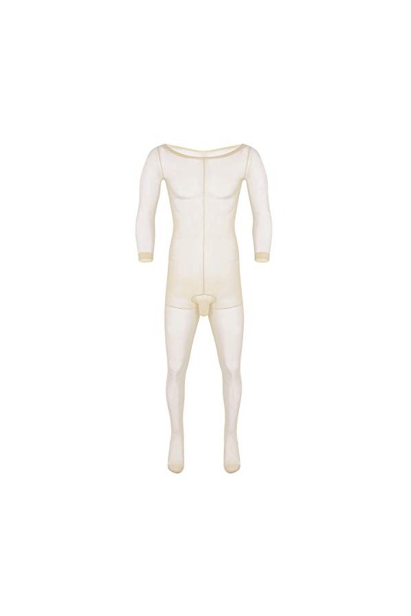 IEFIEL Pyjama Sexy Homme sous-vêtement Penis Poche Transparent Full Body Combinaison Stretchy Stocking Long Toe Ultra-Thin Pa