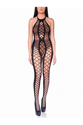 Leg Avenue Bodystocking Col Halter Dos Nu Noir Taille Unique