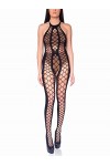 Leg Avenue Bodystocking Col Halter Dos Nu Noir Taille Unique