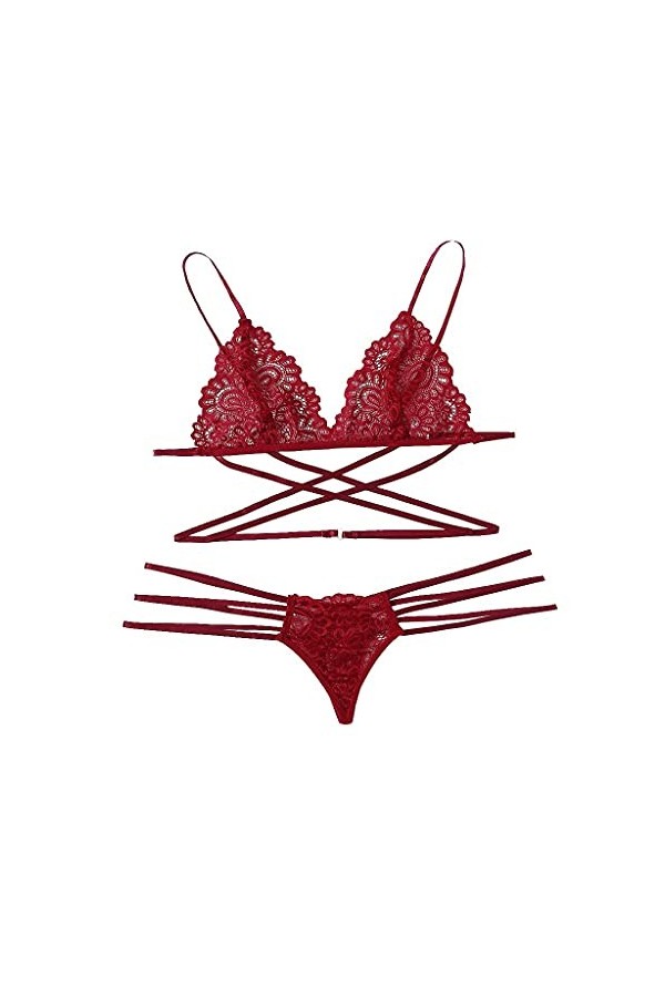 Femme Vêtements De Nuit Erotique sous-Vetements 2 Pièce Lingerie Sexy Ensemble Dentelle Ensemble Soutien Gorge et String Sexy