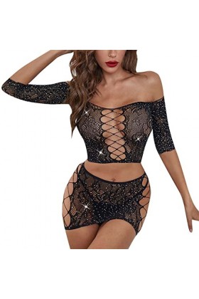 ADMAY 2023 New y2*k Style Lingerie Sexy résille Dame Sexy Sexy Robe Femmes Sexy sous-vêtements Robe Solide Couleur Pure Maill