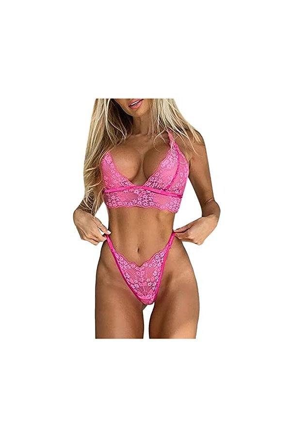 Lingerie Sexy Ensemble Femme Erotique Vêtements De Nuit Sexy Ensemble Soutien Gorge et String Dentelle sous-Vetements 2 Pièce