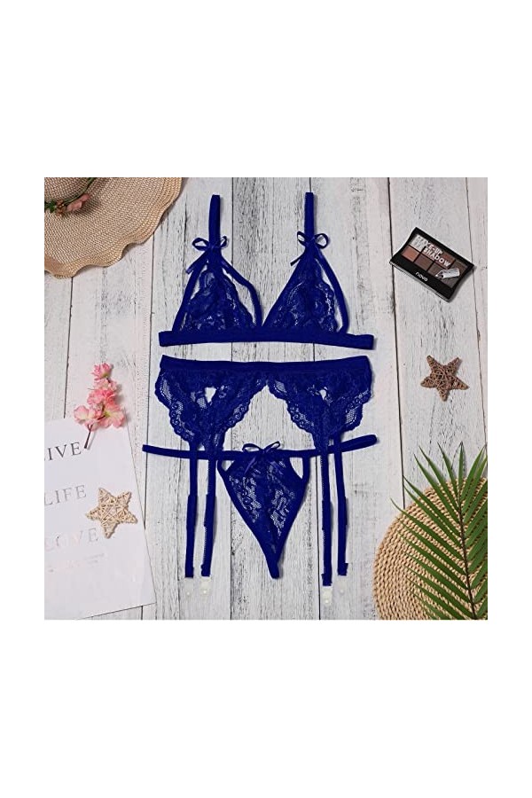 LDadgf Sous-vêtements sexy porte-jarretelles pour femme Sous-vêtements sexy, bleu, XXXL