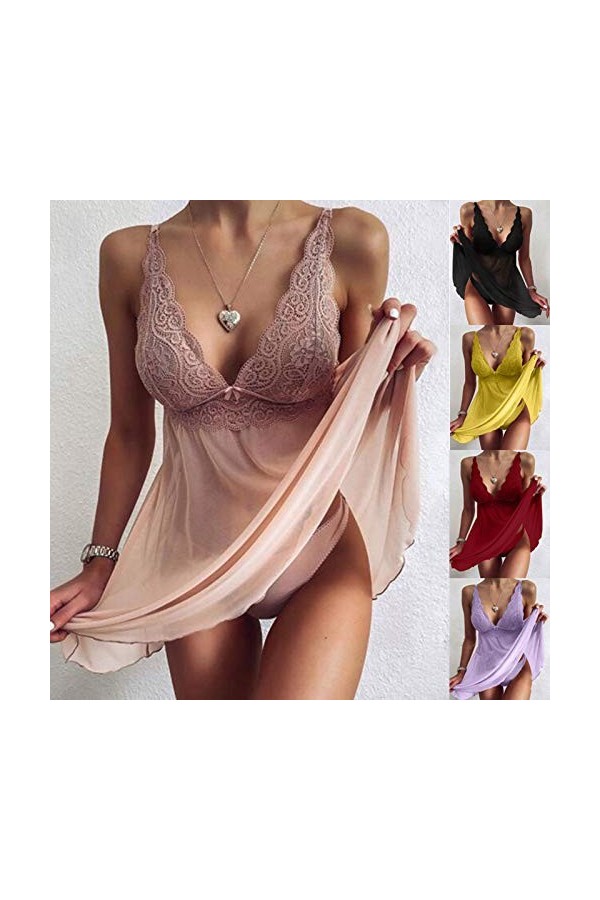 Viunychn Lingerie sexy pour femme, nuisette sexy, costume de cosplay, lingerie érotique, lingerie de nuit pour femme, en dent