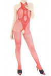 Combinaison Resille Ouverte – Lingerie Ultra Élastique – Rouge – 40-75 kg
