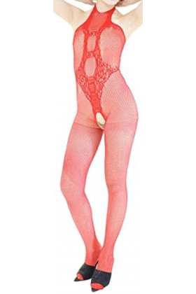 Combinaison Resille Ouverte – Lingerie Ultra Élastique – Rouge – 40-75 kg