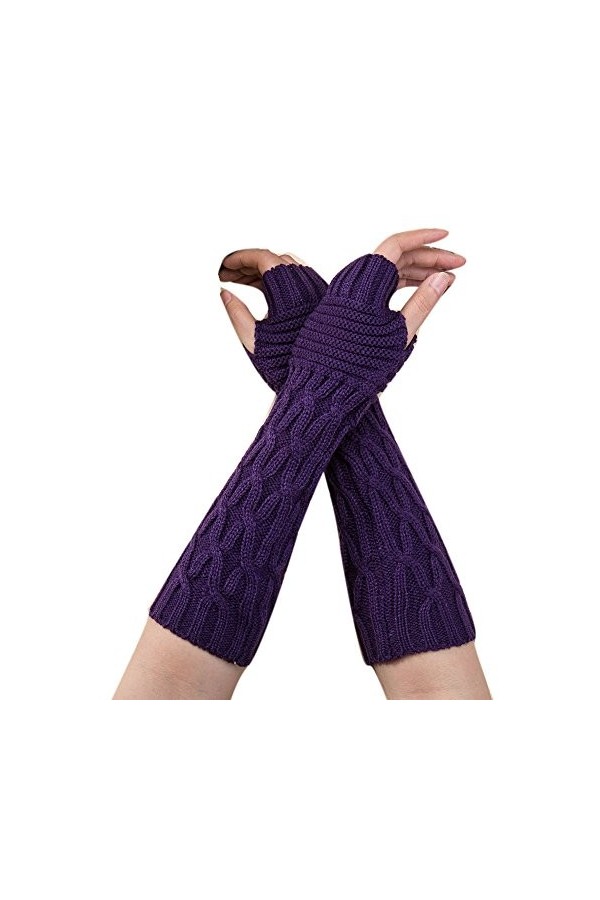 FGUUTYM Porte-jarretelles à lacets pour homme - Longue mode - Poignet tricoté - Hiver - Sans doigts - Porte-cigarettes - Femm