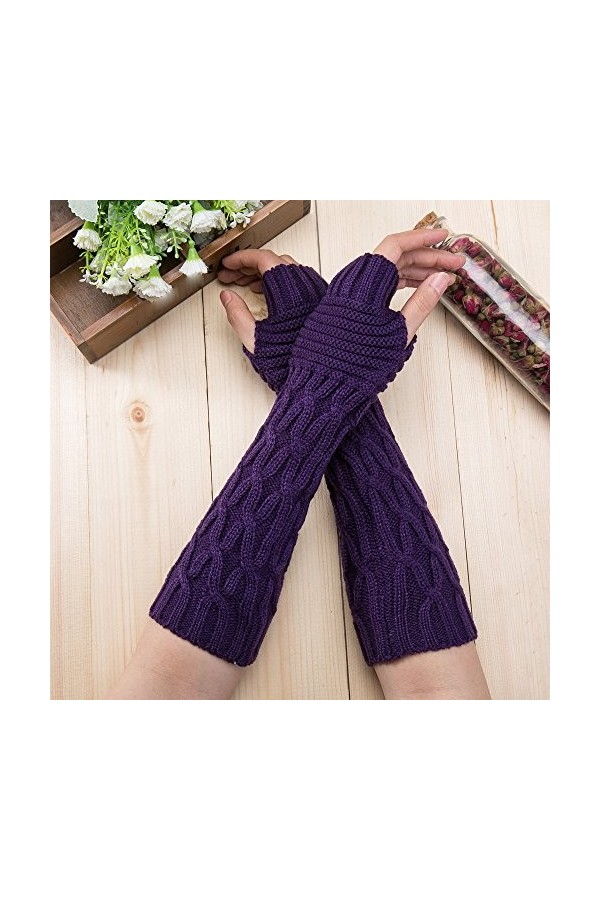 FGUUTYM Porte-jarretelles à lacets pour homme - Longue mode - Poignet tricoté - Hiver - Sans doigts - Porte-cigarettes - Femm