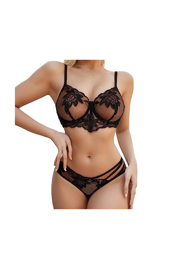 Lingerie Femme Sexy Ensemble Homme Sexy Hot y20k Ensemble de Lingerie à Armatures pour Femmes, Grande Taille Collants Sexy B