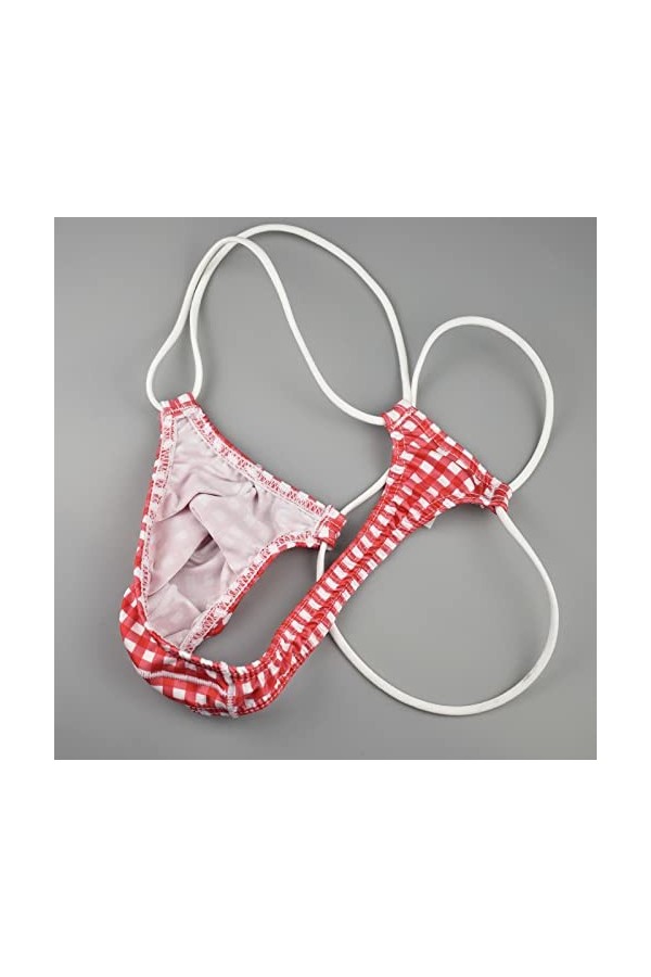 String Homme Sexy Hot Dentelle Slips Boxer Hommes Plaid Imprimé Respirant Léger Taille Basse Sexy sous-Vêtements Thong Briefs