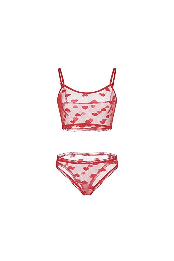 sous-Vetements Femme Dentelle Ensemble Soutien Gorge et String Erotique Vêtements De Nuit 2 Pièce Lingerie Sexy Ensemble Sexy