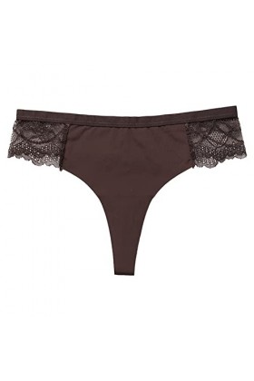 KEIZHUONIQIU Strings pour Tanga Feminins en Sexy Slips Léger Lace Patchwork Culotte Creux Out Pure Couleurs sous-Vetements Te