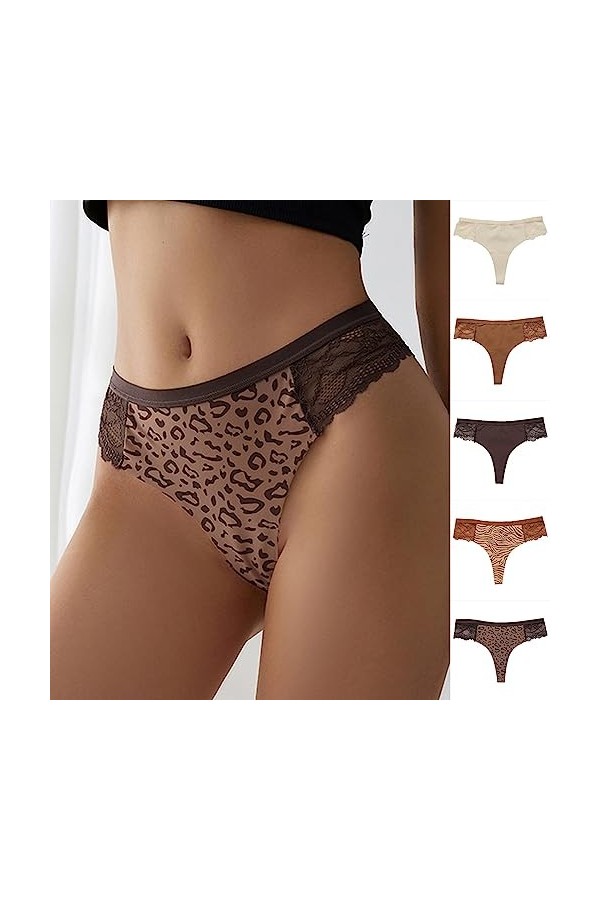KEIZHUONIQIU Strings pour Tanga Feminins en Sexy Slips Léger Lace Patchwork Culotte Creux Out Pure Couleurs sous-Vetements Te