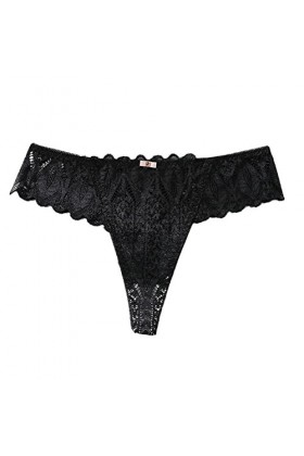 KEIZHUONIQIU Strings Tanga de Femme Hot Slips Léger Dentelle Patchwork Culottes Creux Out Pure Couleurs sous-Vetements Ultra-