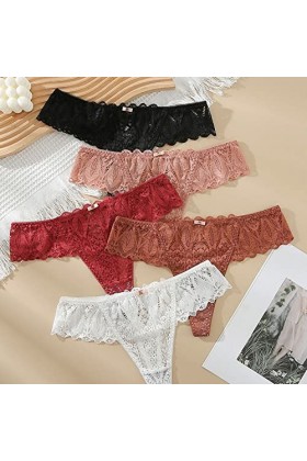 KEIZHUONIQIU Strings Tanga de Femme Hot Slips Léger Dentelle Patchwork Culottes Creux Out Pure Couleurs sous-Vetements Ultra-