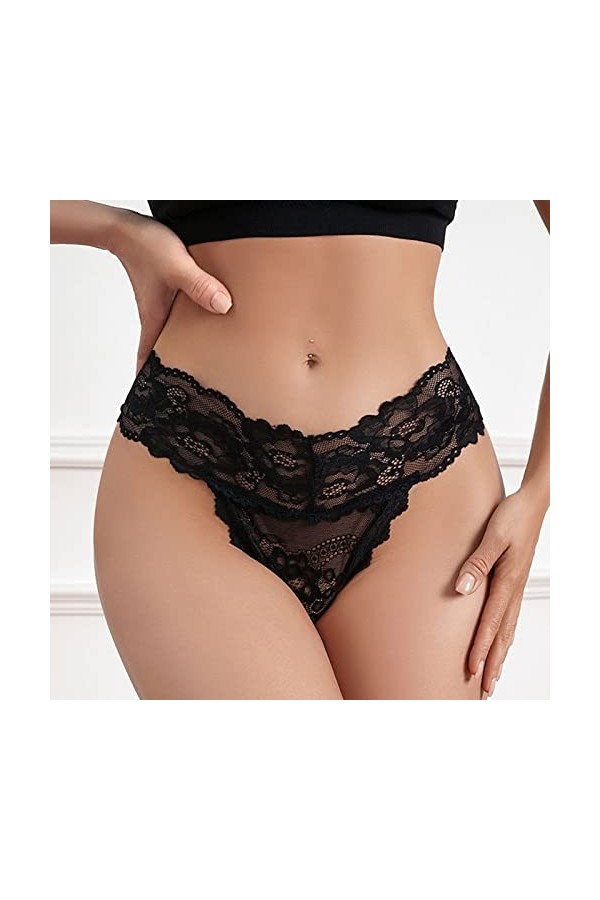 KEIZHUONIQIU Strings et T-Back Tangas pour Femme Ouvert Slips Confortables en Dentelle Culottes Creux Out Léopard sous Veteme