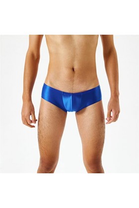 Vexiangni Boxer pour homme, aspect cuir, vinyle, effet mouillé, sous-vêtements érotiques, sous-vêtements érotiques, bleu, M