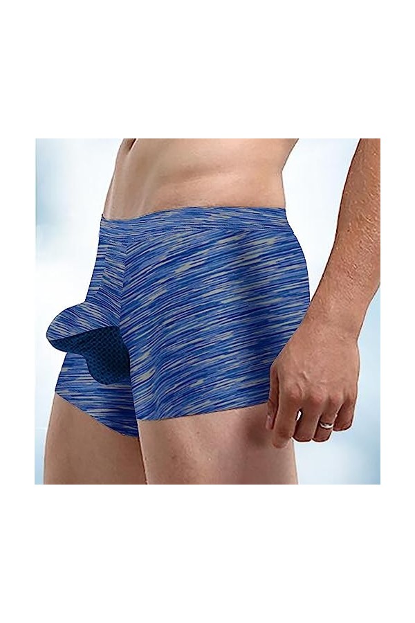 Générique Boxer Homme Maillot de Bain Sexy Briefs Thong Boxers pour Hommes High Slit Respirant Mesh Boxers Large Size Striped