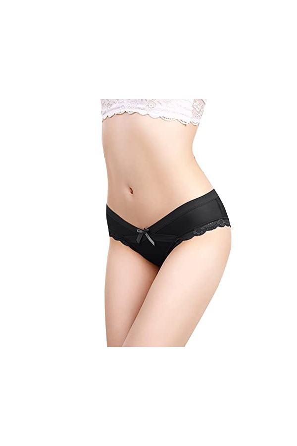 Viunychn Culotte taille basse en dentelle transparente G String String String pour femme Lingerie sexy Culotte ouverte Culott