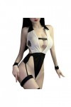 NHNKB Costume dofficier pour femme - Sexy - Jeu de rôle - Tenue de fête pour adulte - Chemise de nuit dété noir, taille un