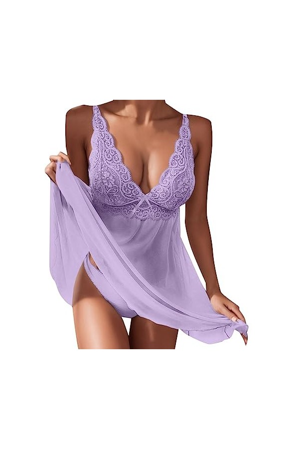 Lingerie Femme Sexy Ensemble Homme Sexy Hot y20k Pyjama sous-vêtements suspendants Dentelle Transparente Sexy Femmes Robe Lin