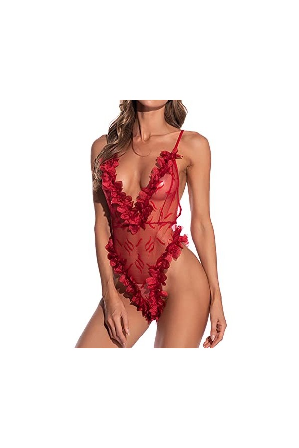 Nuisettes Sexy Femme See Through Nuisette Erotisme Col en V Profond Erothique Ensemble Sissy Érotique Nuit Dentelle Nuit Body